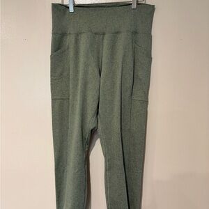 REI Olive Green High-Waist Leggings with Side Pockets